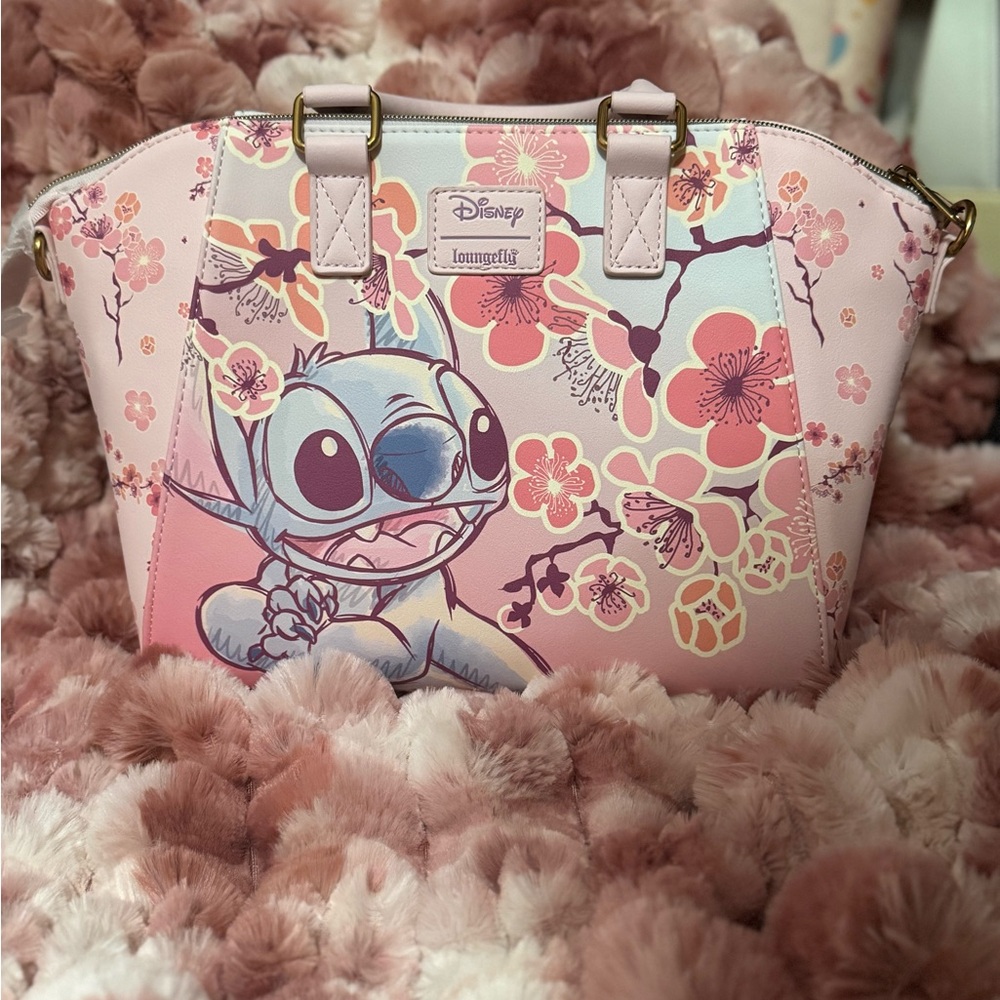 Loungefly Disney Pink Floral Stitch Bag